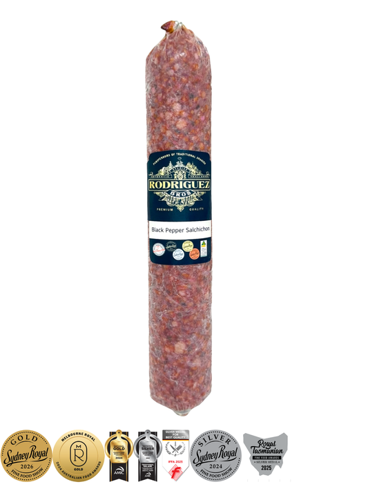 Salchichon Full Salami Approx 780g random weight packet. Regular price $25.00 AUD [You are guaranteed to receive at least 750g of product, equivalent price of $33.33 per kg.]