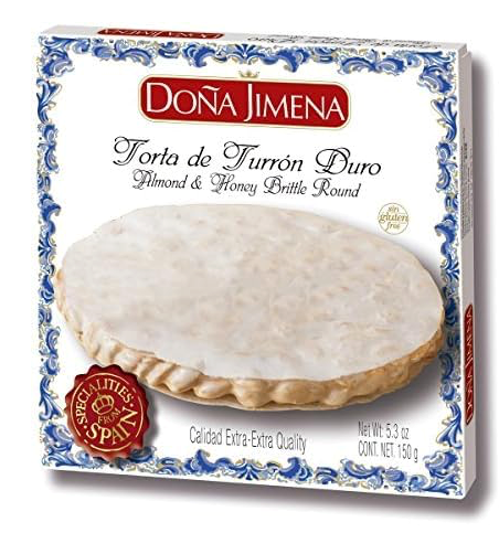 Dona Jimena Torta de Turron Duro Spanish Hard Almond Nougat Round 150g (Best Before 28-02-2027)