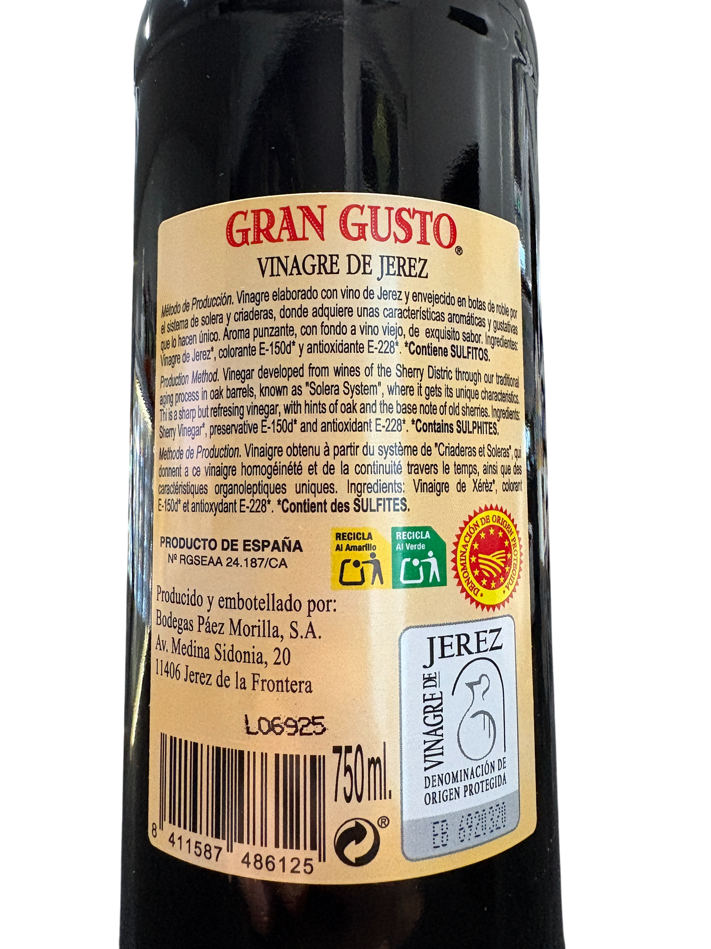 Gran Gusto Vinagre de Jerez - Sherry Vinegar