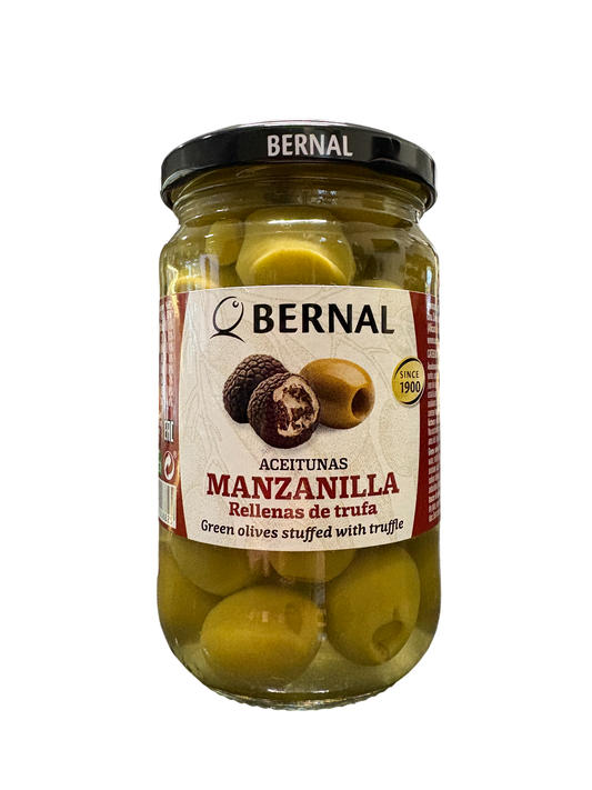 Bernal Especialidades Aceitunas Manzanilla con Trufa Green Olives Stuffed with Truffle 300g (Best Before 14-11-2026)