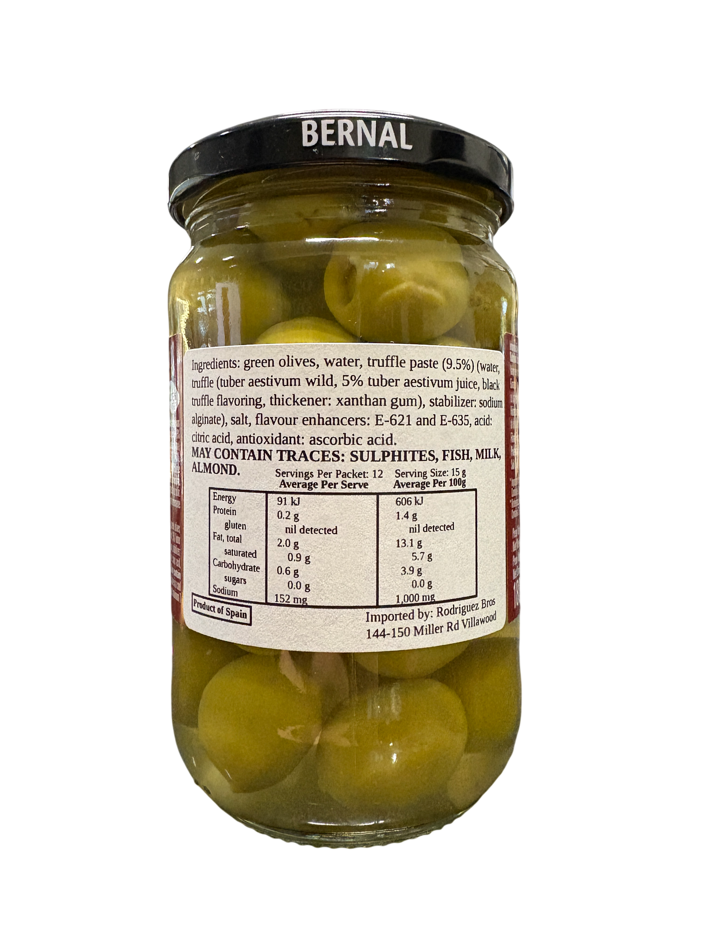 Bernal Especialidades Aceitunas Manzanilla con Trufa Green Olives Stuffed with Truffle 300g (Best Before 14-11-2026)