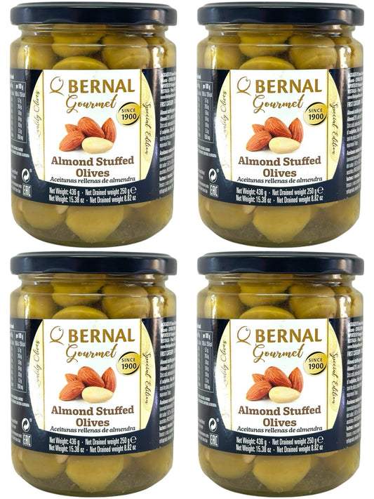Bernal Gourmet Spanish Almond Stuffed Manzanilla Olives 4 pack 436g x4