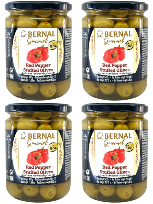 Bernal Gourmet Red Pepper Capsicum Stuffed Olives 4 Pack 436g x4