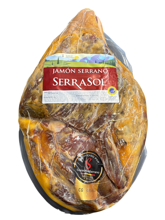 SerraSol Jamon Serrano Full Leg approx 6.5kg random weight packet. Regular price $250.00 AUD [You are guaranteed to receive at least 6.4kg of product, equivalent price of $39.00 per kg.]