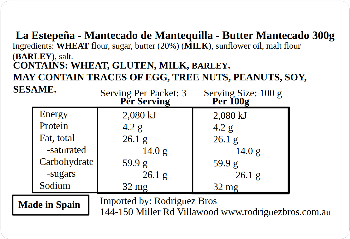 La Estepena Butter Mantecado 300g (Best Before 30-11-2026)
