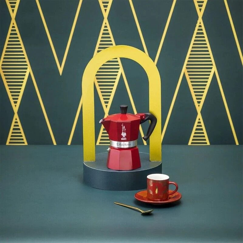 Bialetti Moka Express Red Déco Glamour 3 Cup (130 ml) Stovetop Coffee Maker