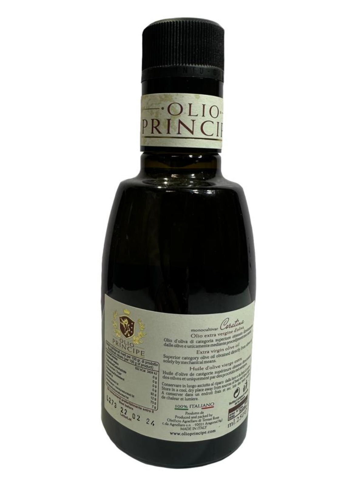 Olio Principe Sicilian Extra Virgin Olive Oil Coratina 250ml