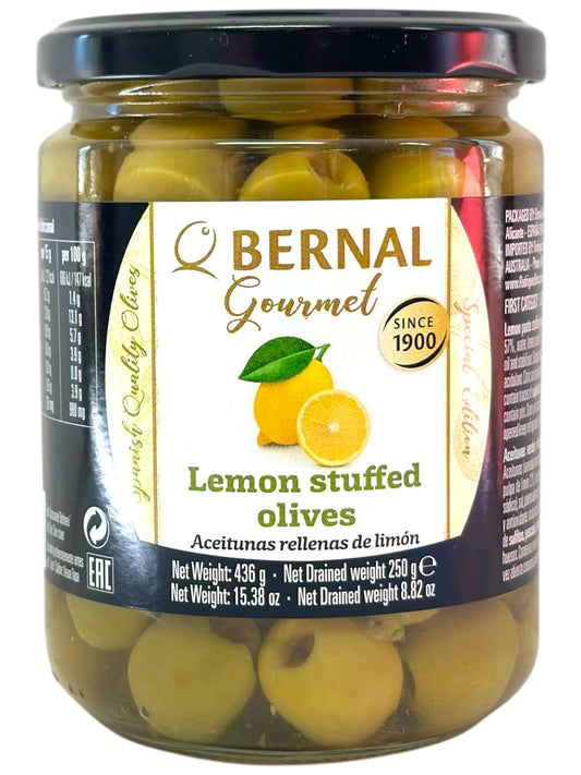 Bernal Gourmet Lemon Stuffed Manzanilla Olives 436g Gross 225g Drained