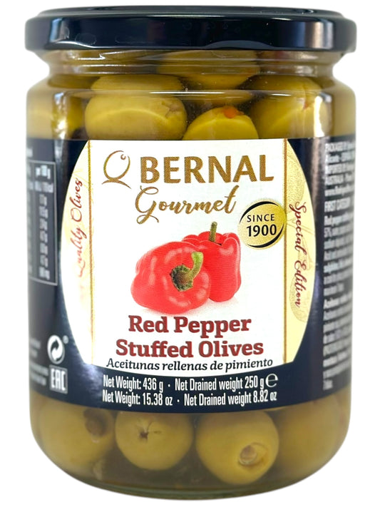Bernal Gourmet Red Pepper Capsicum Stuffed Olives 436g