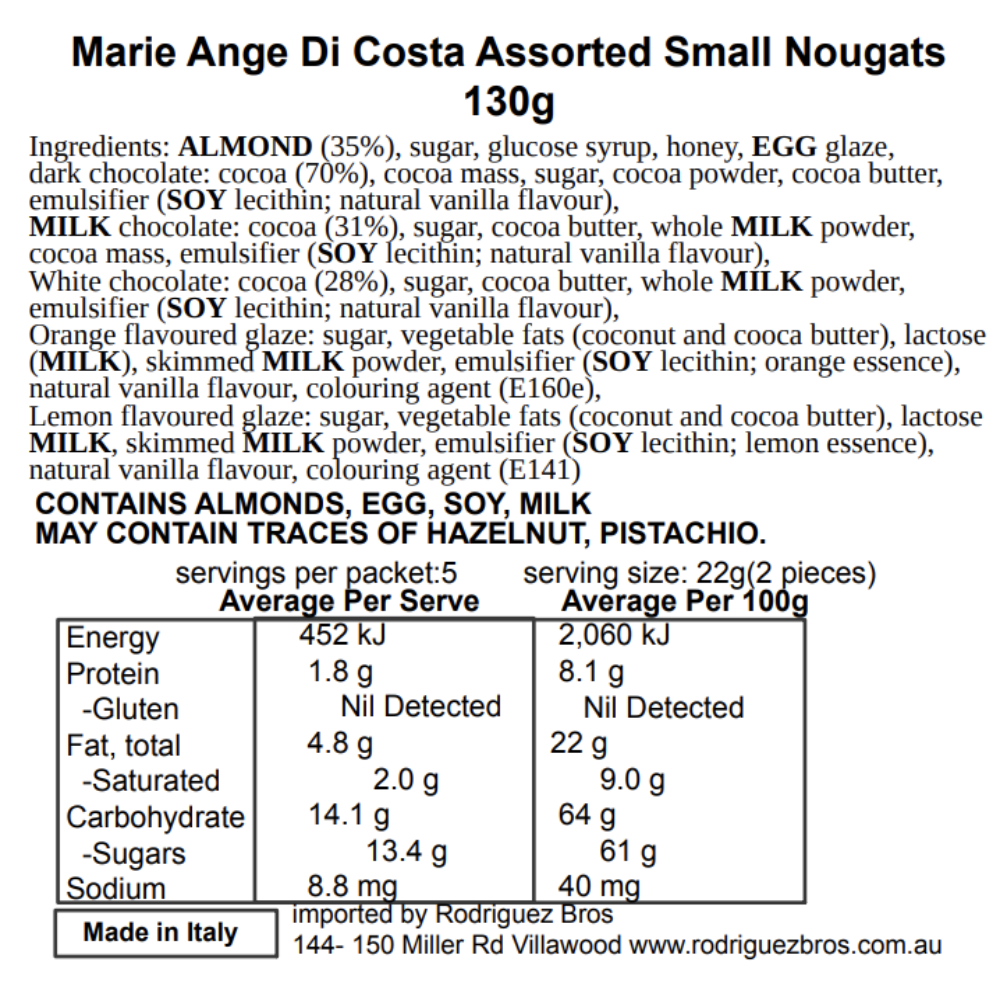 Marie Ange di Costa Flower Fairy Torroncini Italian Assorted Small Nougats 2 Pack 130g x2