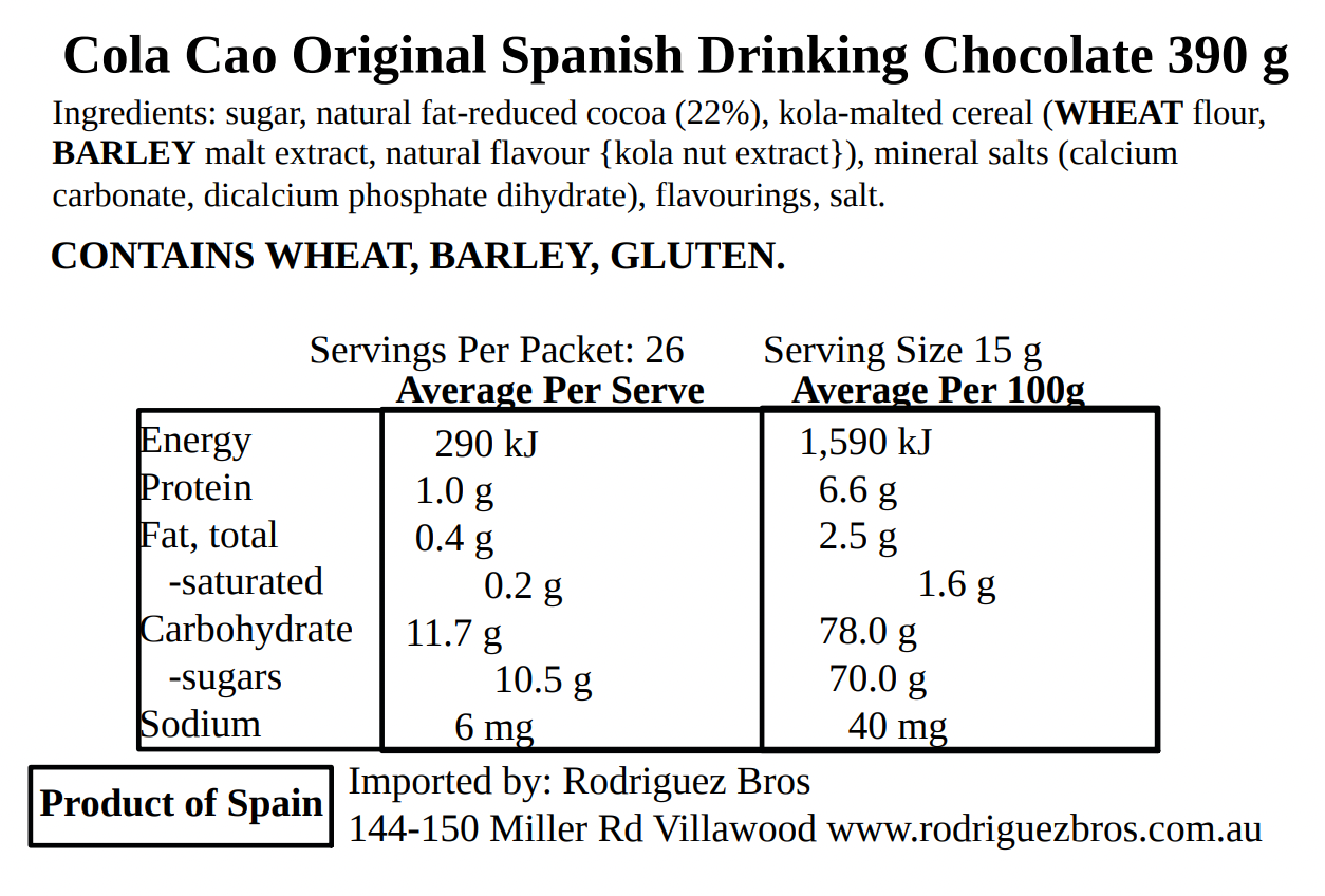 Cola Cao Spanish Drinking Chocolate 390g