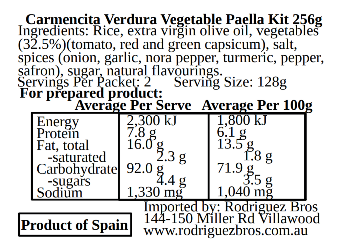 Carmencita Vegetable Paella Kit 256g with Dacsa RIce 1kg Multi Pack