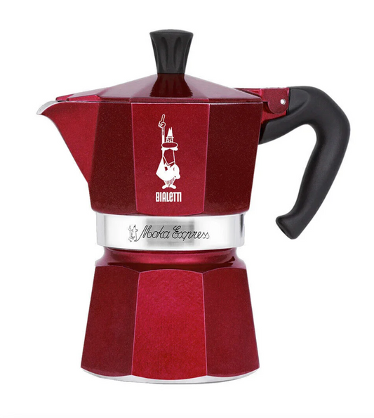 Bialetti Moka Express Red Déco Glamour 3 Cup (130 ml) Stovetop Coffee Maker