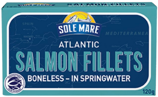 IN STORE ONLY - Sole Mare Atlantic Salmon Fillets in Springwater 120g (Best Before 26-05-2028)