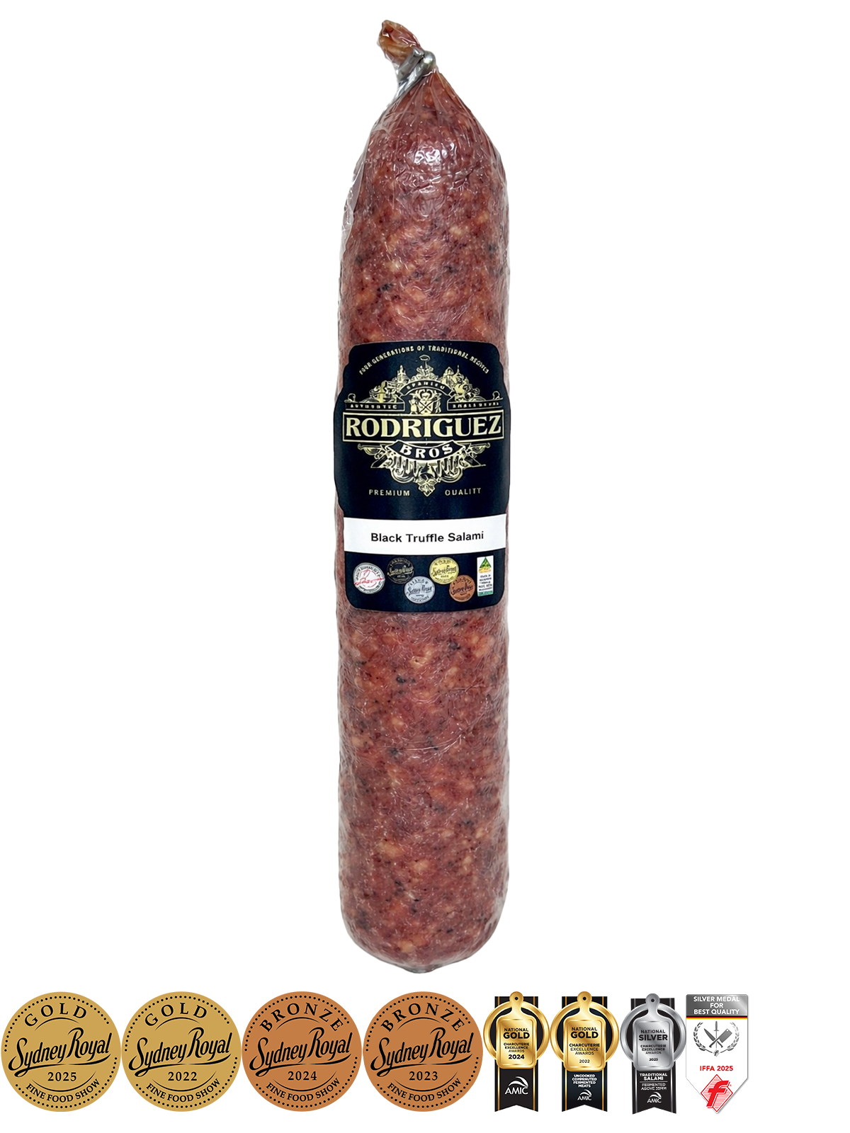 Truffle Salami Approx 320g random weight packet. Regular price $15.00 AUD [You are guaranteed to receive at least 300g of product, equivalent price of $50.00 per kg.]