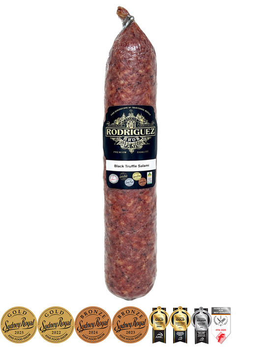 Truffle Salami Approx 320g random weight packet. Regular price $15.00 AUD [You are guaranteed to receive at least 300g of product, equivalent price of $50.00 per kg.]