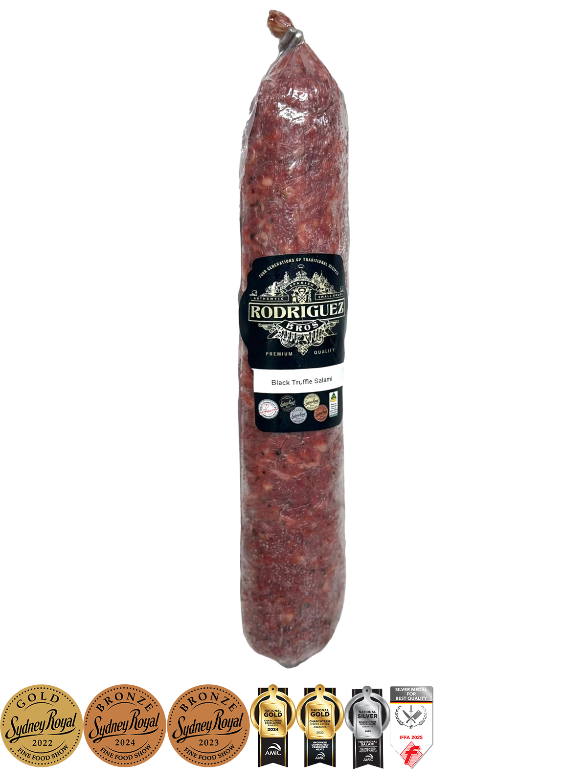 Truffle Salami Approx 320g random weight packet. Regular price $15.00 AUD [You are guaranteed to receive at least 300g of product, equivalent price of $50.00 per kg.]