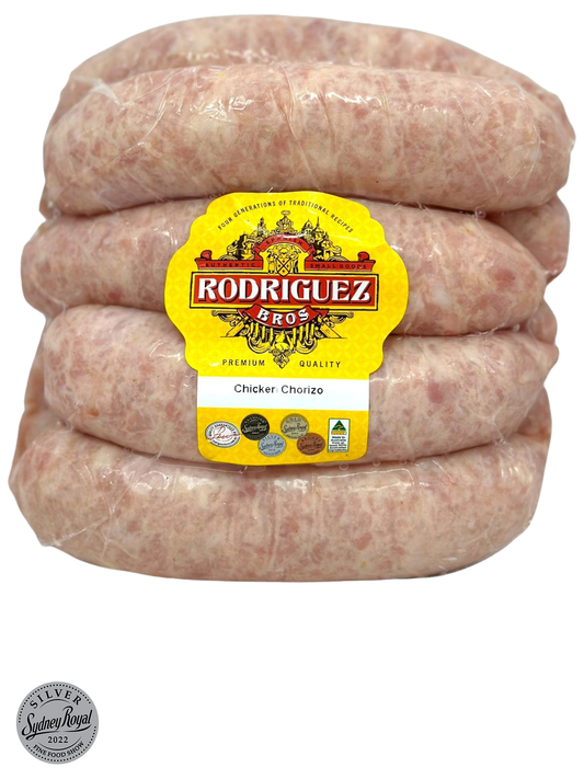 Smoked Chicken Chorizo Random weight approx 900g packet 8 pieces regular price $19.00 AUD. You are guaranteed to receive at least 850g of product, equivalent price of $22.35 per kg