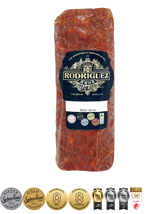 Salamanca Half Salami Approx 400g random weight packet. Regular price $15 AUD [You are guaranteed to receive at least 390g of product, equivalent price of $32.05 per kg.]