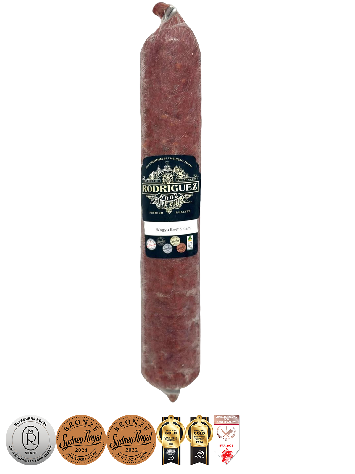 Beef Wagyu Salami. Weight approx 400g piece $20.00 AUD.(You are guaranteed to receive at least 385g of product, equivalent price of $53.33 per kg.)
