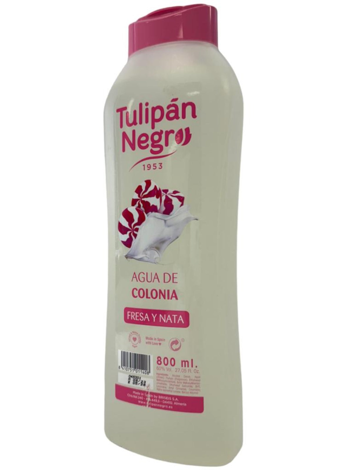 Tulipan Negro Strawberry and Cream Agua De Colonia Spanish Cologne Water 800ml