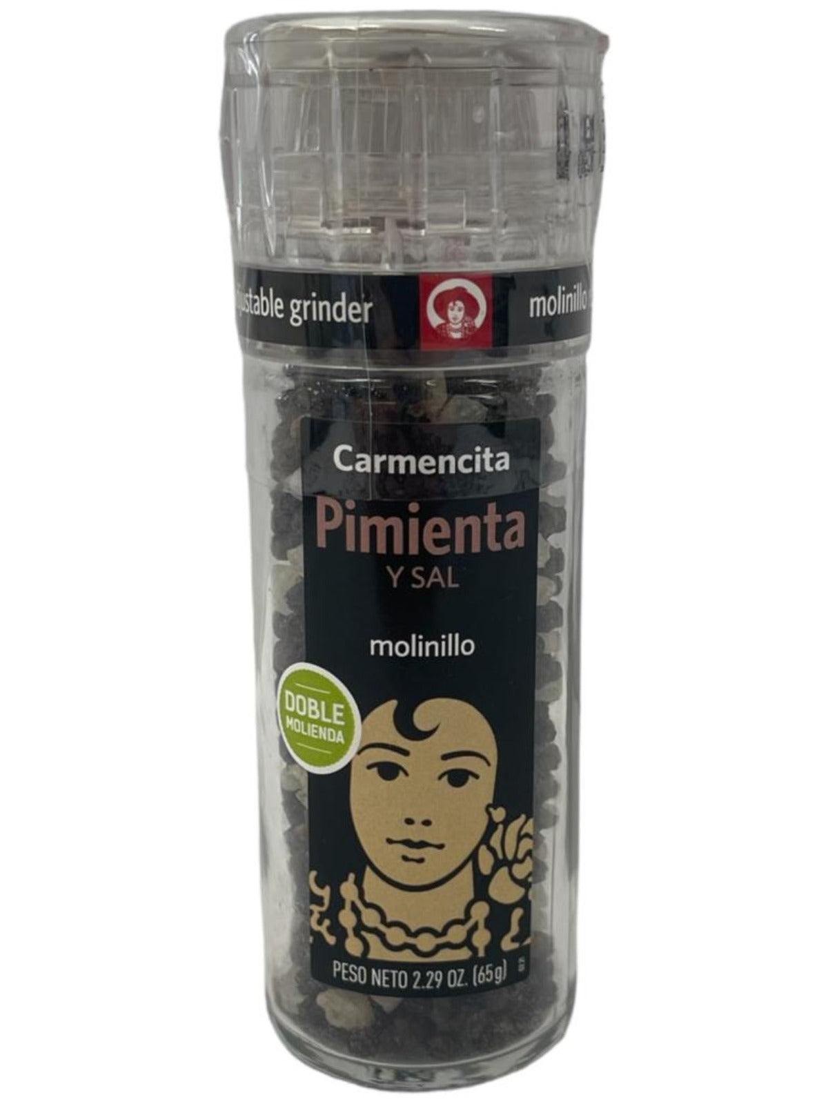 Carmencita Black Pepper and Mediterranean Sea Salt Grinder 65g
