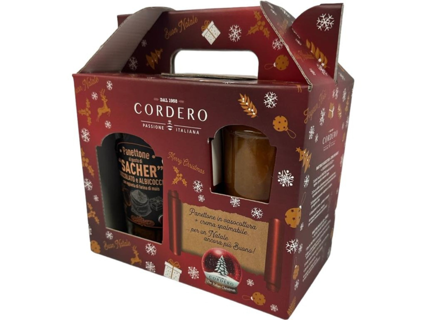 Cordero Panettone Italian Chocolate and Apricots Cake (200g) with Apricot Jam (210g)