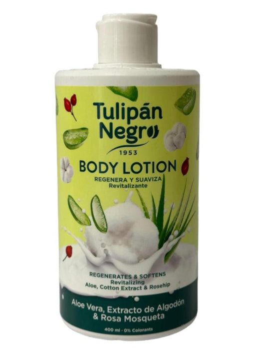 Tulipan Negro Aloe Vera, Cotton and Rosehip Extract Spanish Body Lotion 400ml