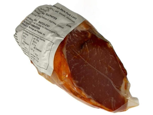 Lomo Embuchado single piece pack. Approx 1kg random weight packet. Regular price $36.84 AUD [You are guaranteed to receive at least 950g of product, equivalent price of $41.67 per kg.]