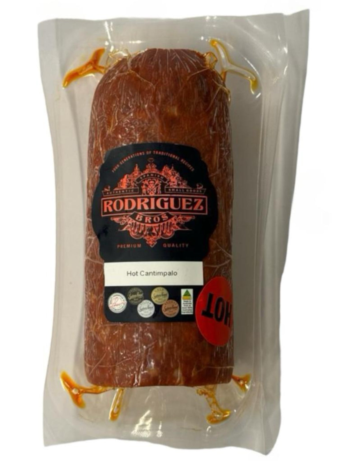 Hot Cantimpalo Half Salami Approx 400g random weight packet. Regular price $12.50 AUD [You are guaranteed to receive at least 390g of product, equivalent price of $32.05 per kg.]