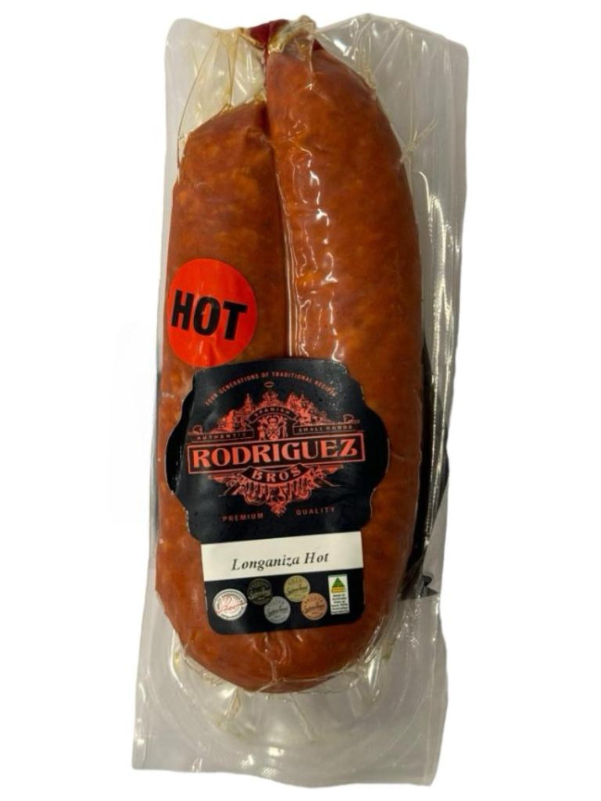 Hot Longaniza single piece pack. Approx 285g random weight packet. Regular price $10.00 AUD [You are guaranteed to receive at least 275g of product, equivalent price of $36.36 per kg.]