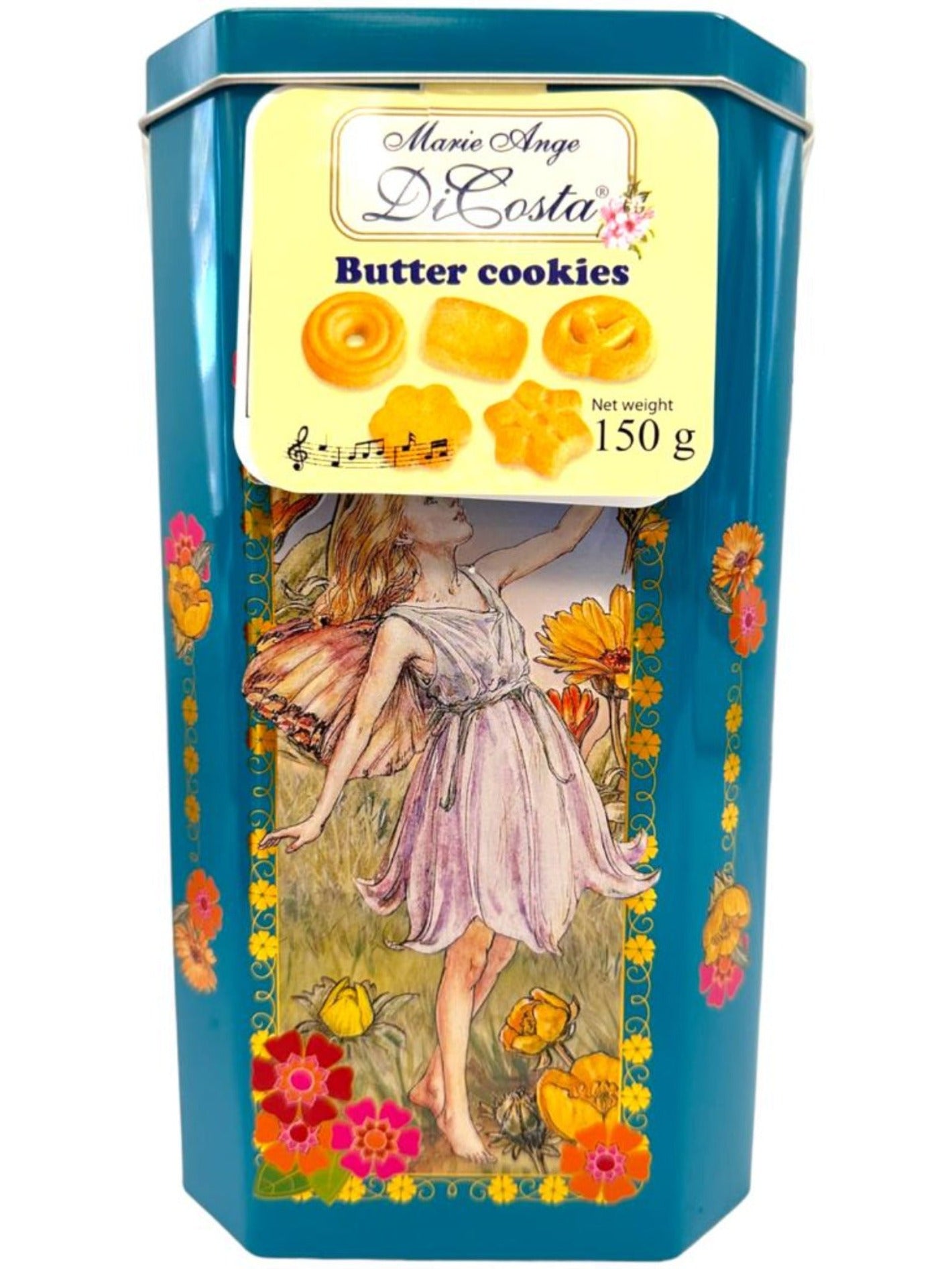 Marie Ange di Costa Flower Fairy Music Box With Italian Butter Cookies—Il Incantesimo in Blue 150g