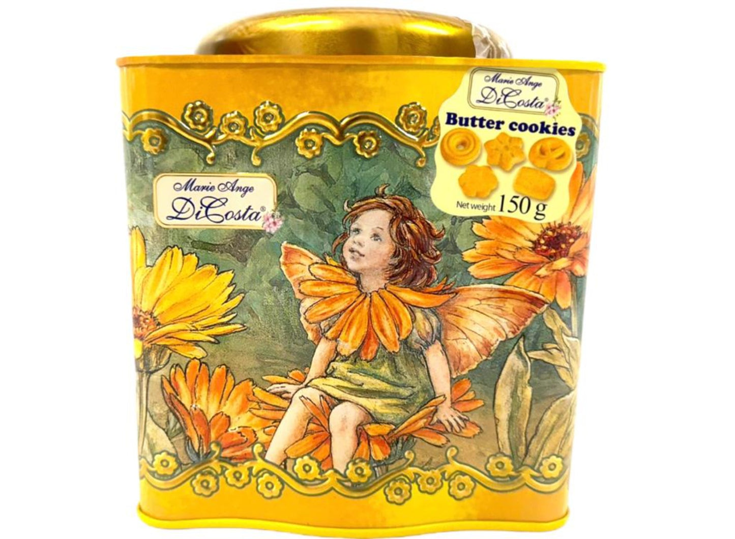 Marie Ange di Costa Flower Fairy Italian Butter Cookies—Il Boccetta in Gold 150g