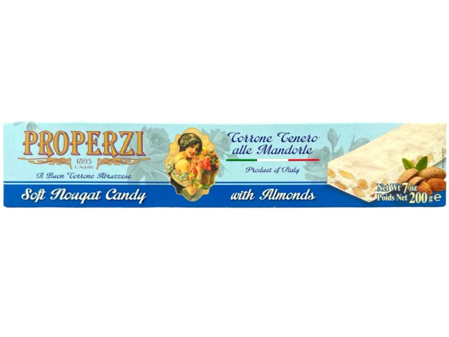Properzi Italian Soft Nougat Candy With Almonds 200g - 2 Pack Total 400g Best Before End of February 2025