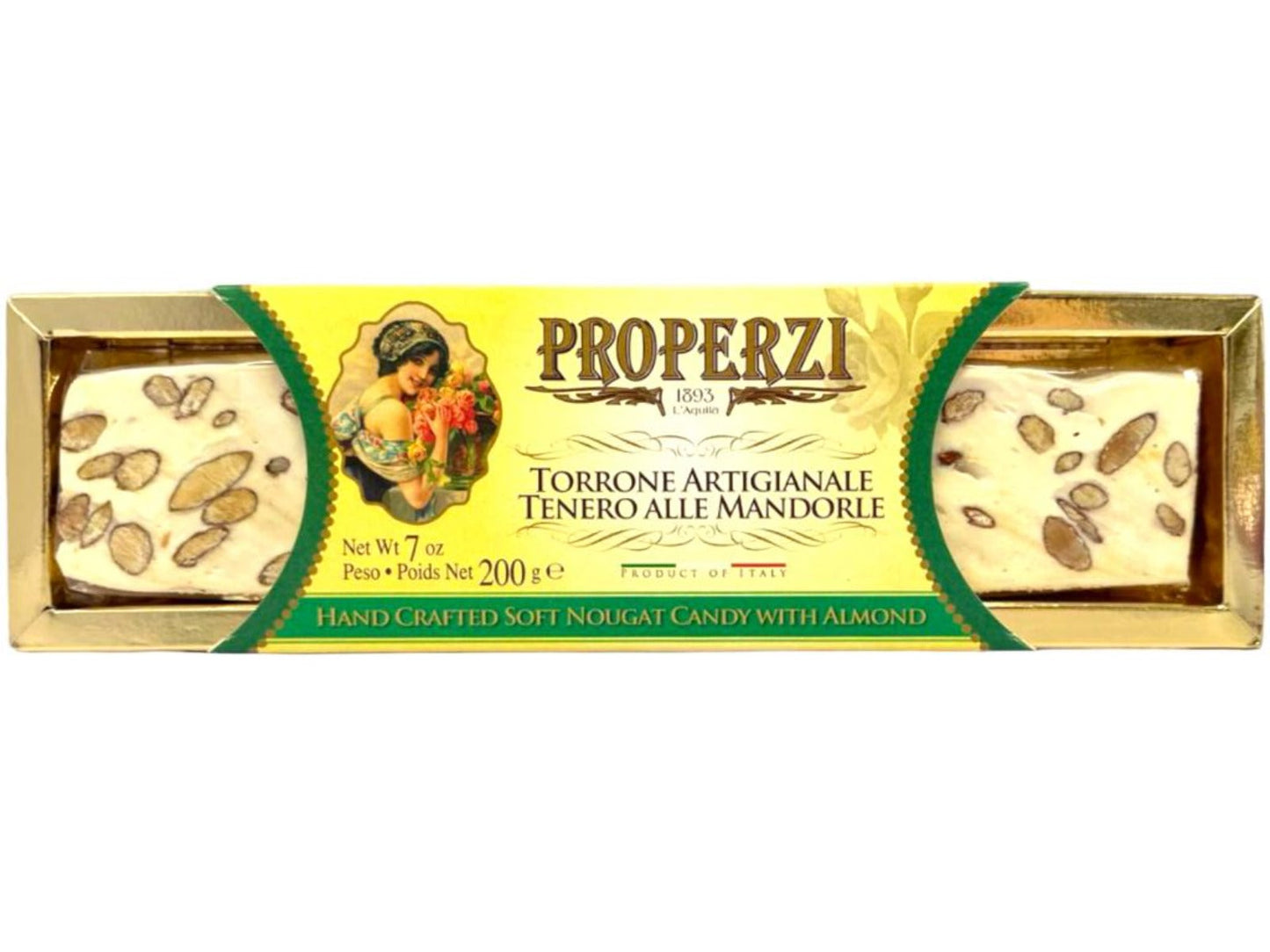 Properzi Italian Hand Crafted Soft Nougat Candy with Almond 200g - 2 Pack Total 400g Best Before End of Feb 2025