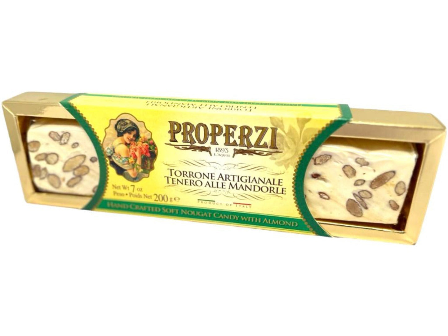 Properzi Italian Hand Crafted Soft Nougat Candy with Almond 200g - 2 Pack Total 400g Best Before End of Feb 2025