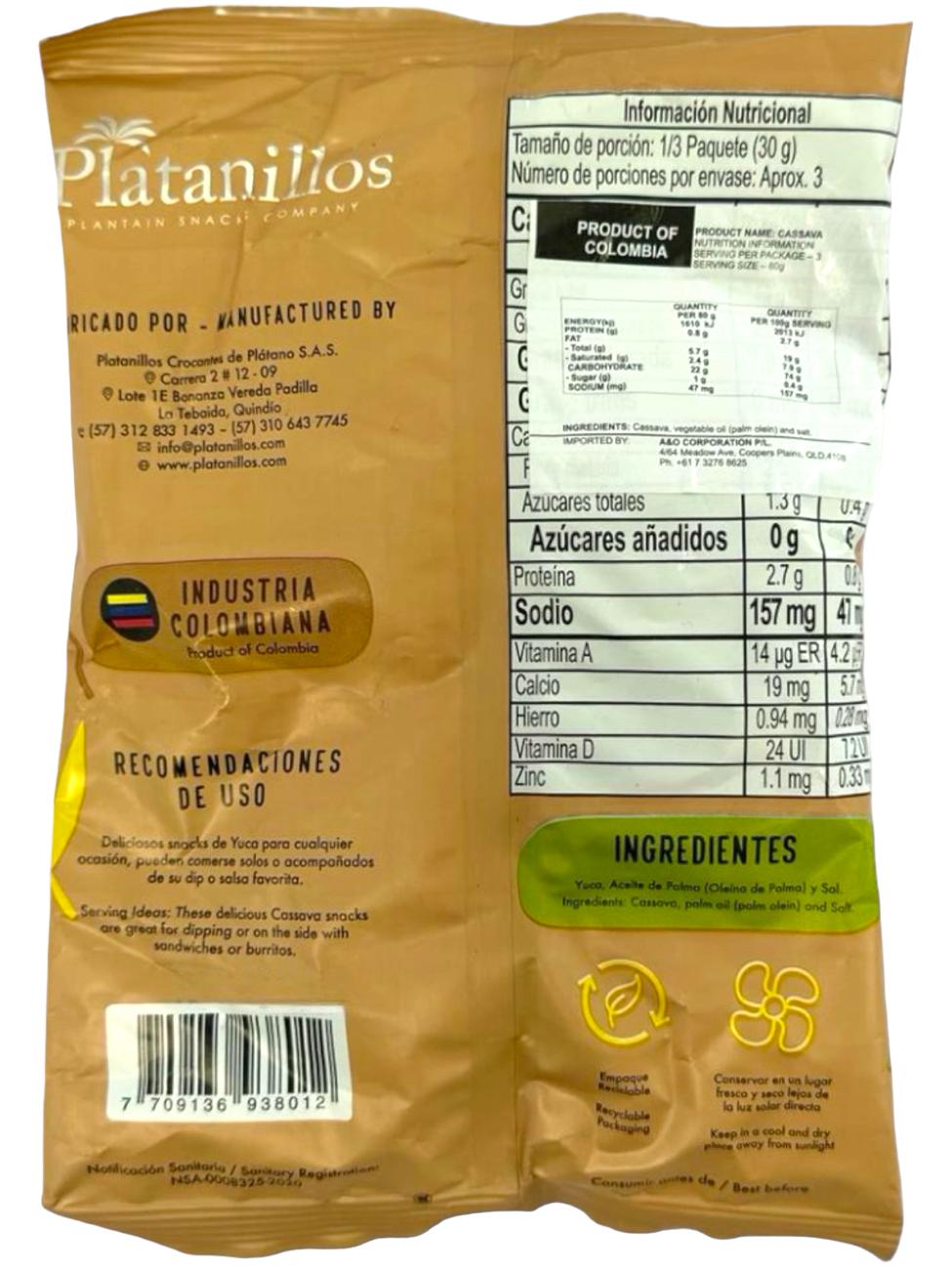 Patakis Yukitas Premium Cassava Colombian Chips Salted 80g Ea 4 Pack 320g Total Best Before End Of March 2024