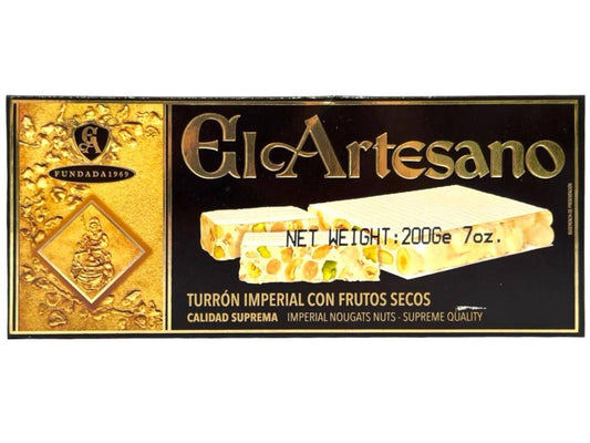 El Artesano Turron Imperial Con Frutos Secos Spanish Nougat With Assorted Nuts 200g