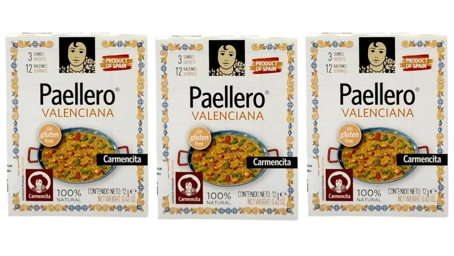 Carmencita Paellero Valenciana Spanish Valencian Paella Mix 12g - 3 Pack 12 serves per packet 36 serves total Best Before January 2025