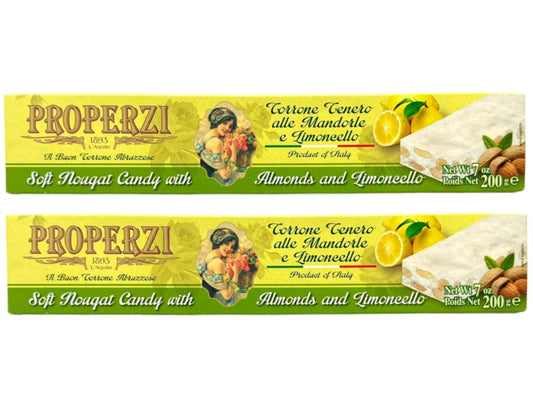 Properzi Italian Soft Nougat Candy With Almonds and Lemon 200g - 2 Pack Total 400g
