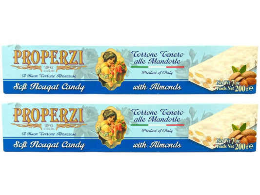 Properzi Italian Soft Nougat Candy With Almonds 200g - 2 Pack Total 400g