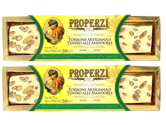 Properzi Italian Hand Crafted Soft Nougat Candy with Almond 200g - 2 Pack Total 400g