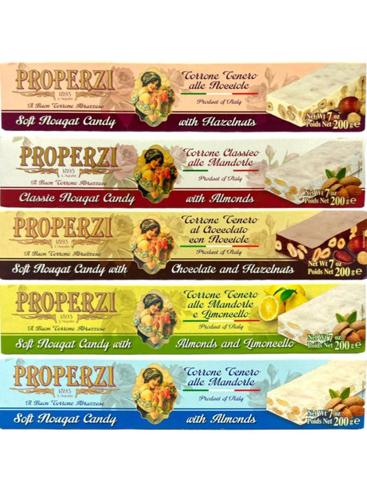 Properzi Italian Mix Pack Nougat Candies 200g ea- 5 Pack Total 1000g