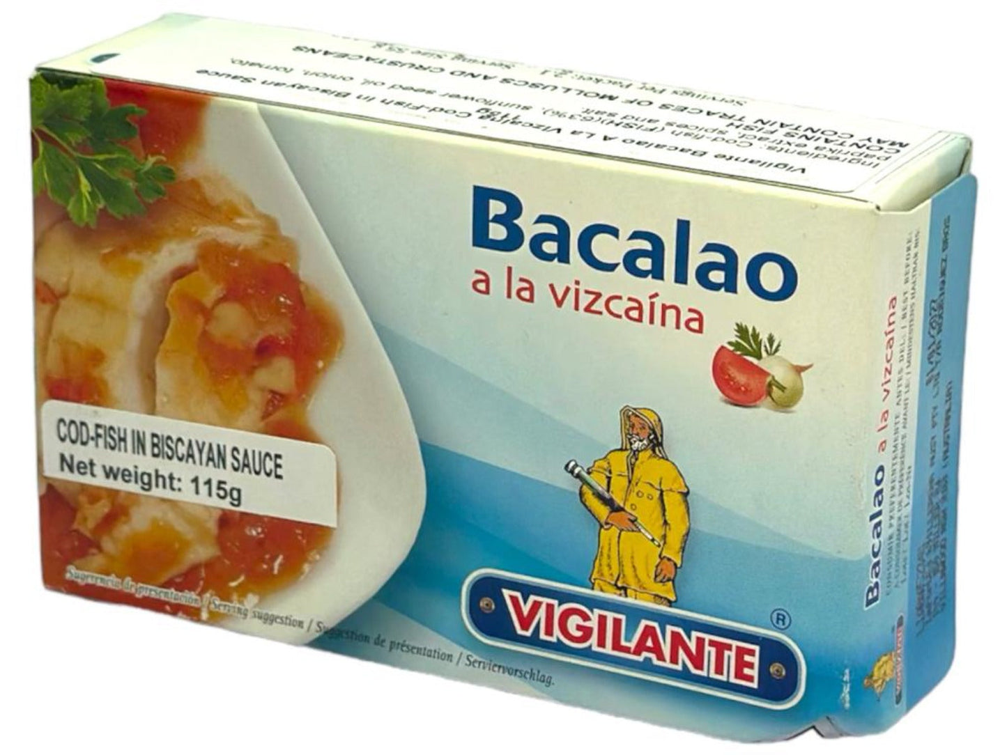 Vigilante Bacalao a la Vizcaina -Spanish Cod-Fish in Biscayan Sauce 115g - 4 Pack 460g Total BEST BEFORE JAN 2027
