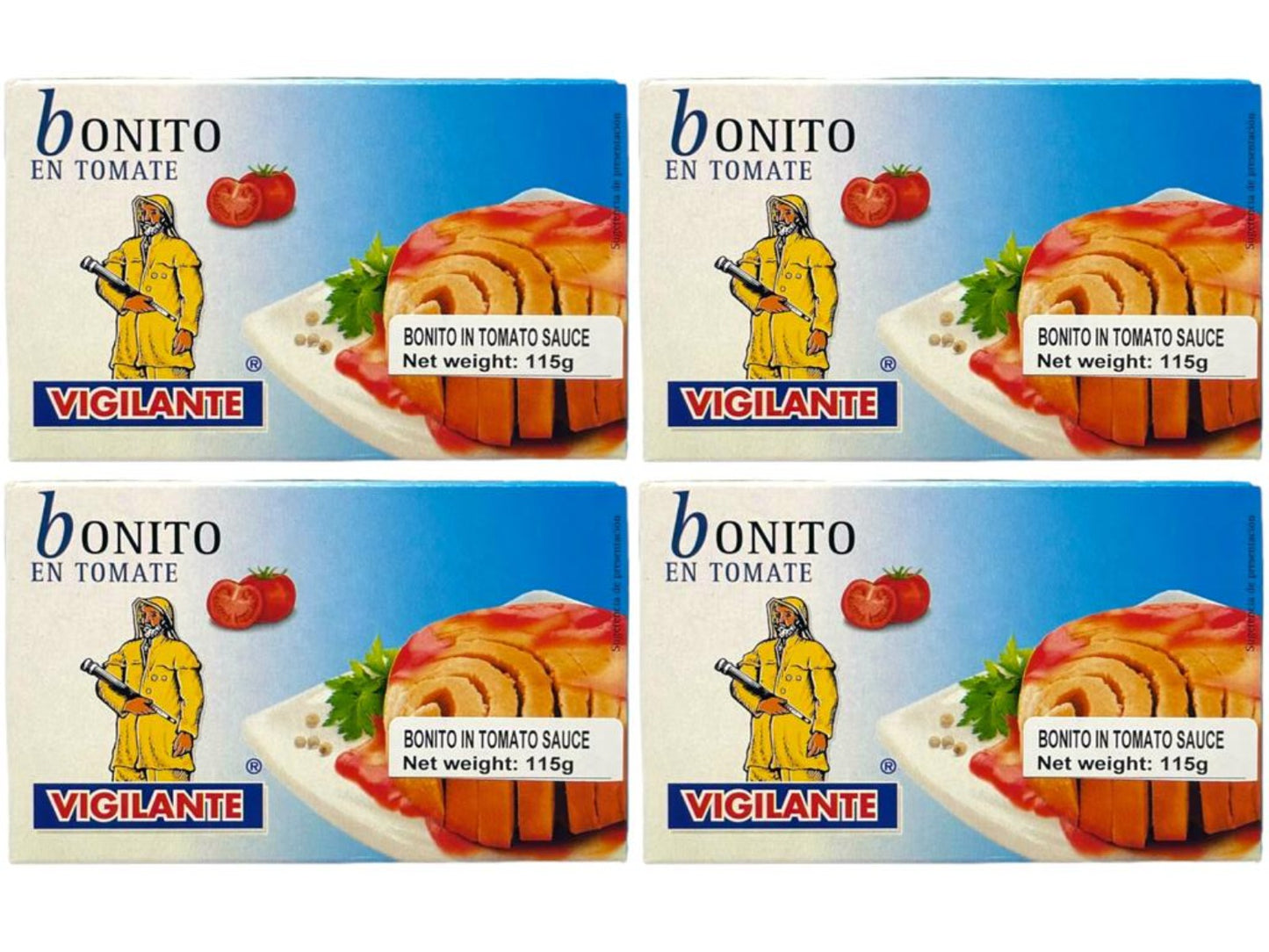 Vigilante Bonito en Tomate - Spanish Bonito in Tomato Sauce 115g - 4 Pack Total 460g