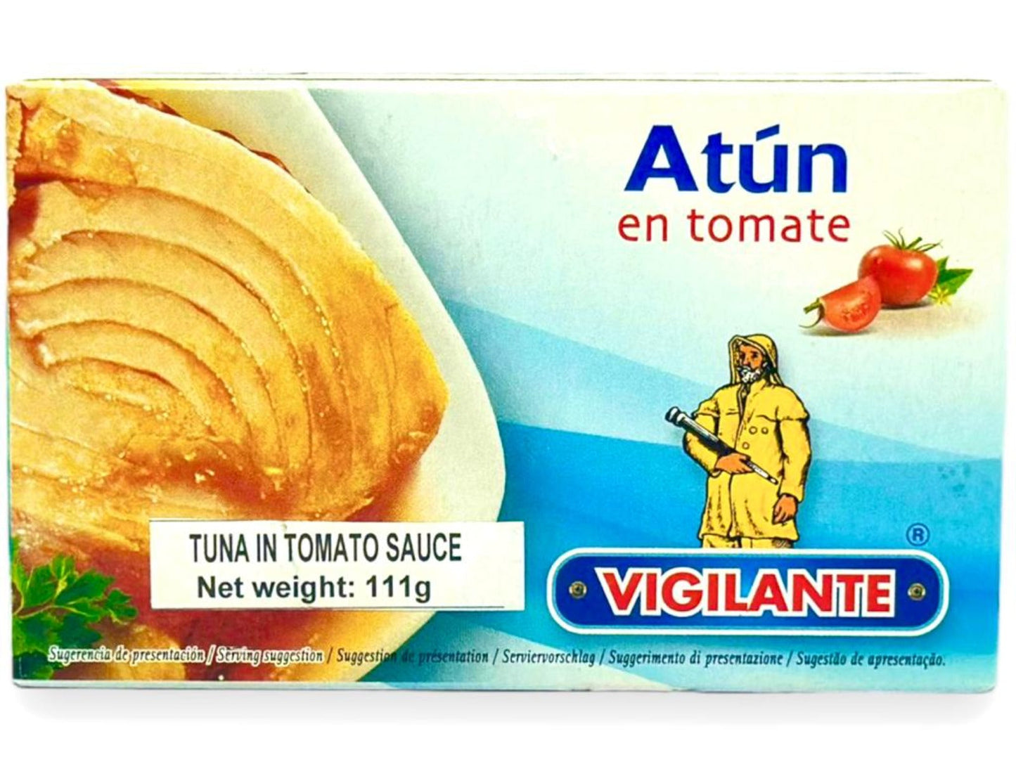 Vigilante Atun en Tomate - Spanish Tuna in Tomato Sauce 111g - 4 Pack Total 444g Best Before August 2025