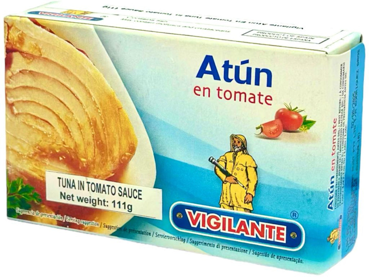 Vigilante Atun en Tomate - Spanish Tuna in Tomato Sauce 111g - 4 Pack Total 444g Best Before August 2025