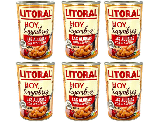 Litoral Legumbres Alubias con Su Sofrito Spanish Beans With Sauce 430g - 6 Pack Total 2580g