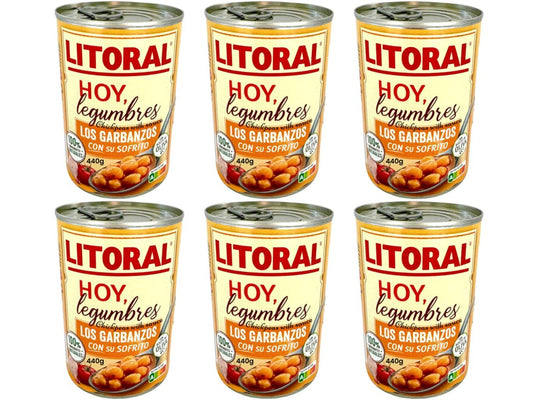 Litoral Legumbres Garbanzos con Sofrito Spanish Chickpeas With Sauce 440g - 6 Pack Total 2640g