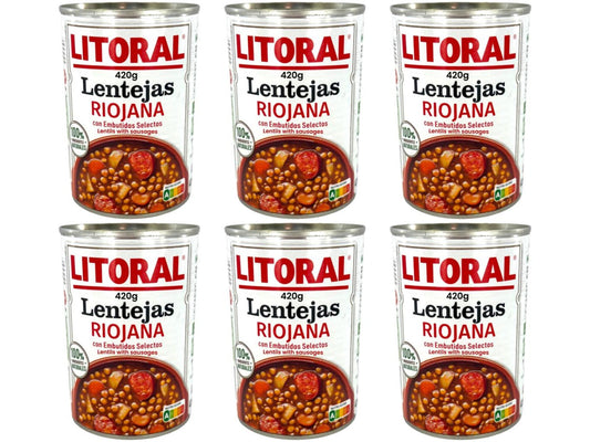 Litoral Lentejas Riojana con Embutido Selecto Lentils 420g - 6 Pack Total 2520g